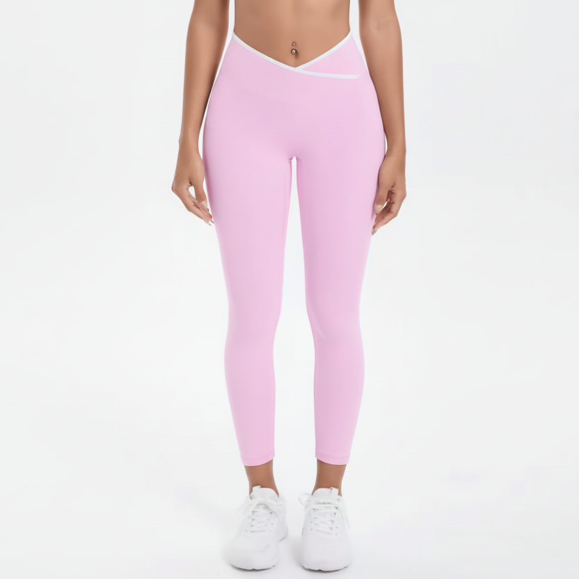 pale pink leggings with white trim