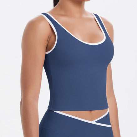 womens lycra navy gym top