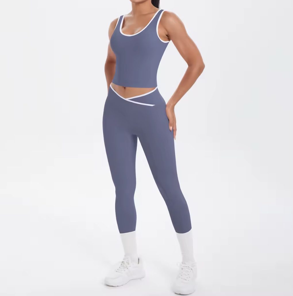 women wearing blue crossfit outfit