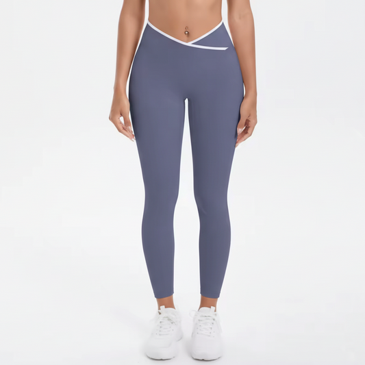 blue leggings with v shaped waist