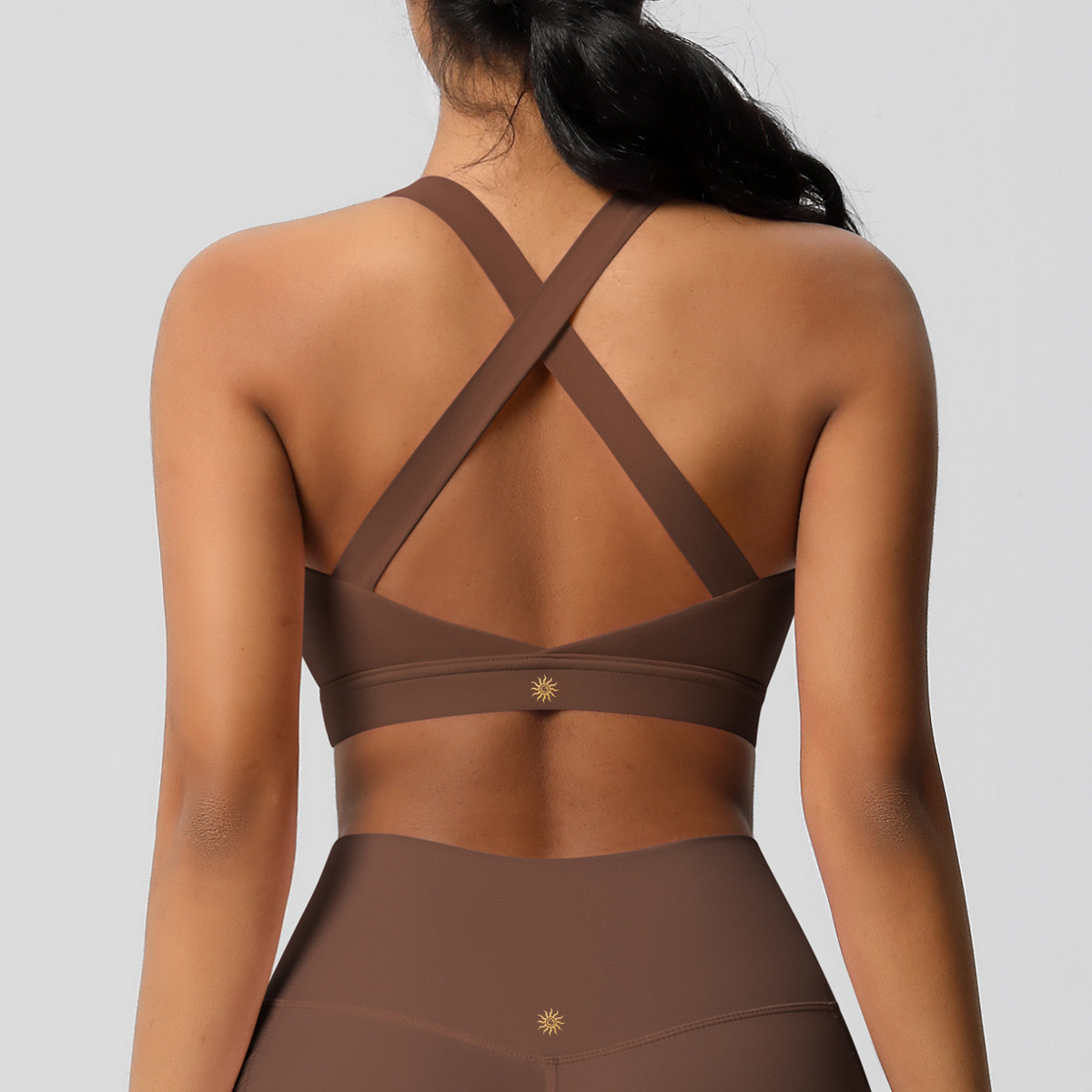 brown sports bra with high support