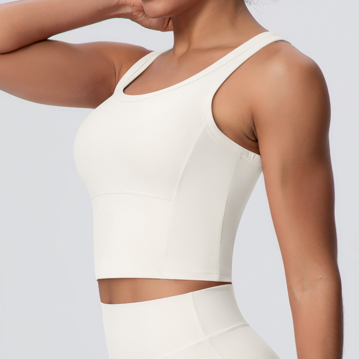 womens ivory crop gym top