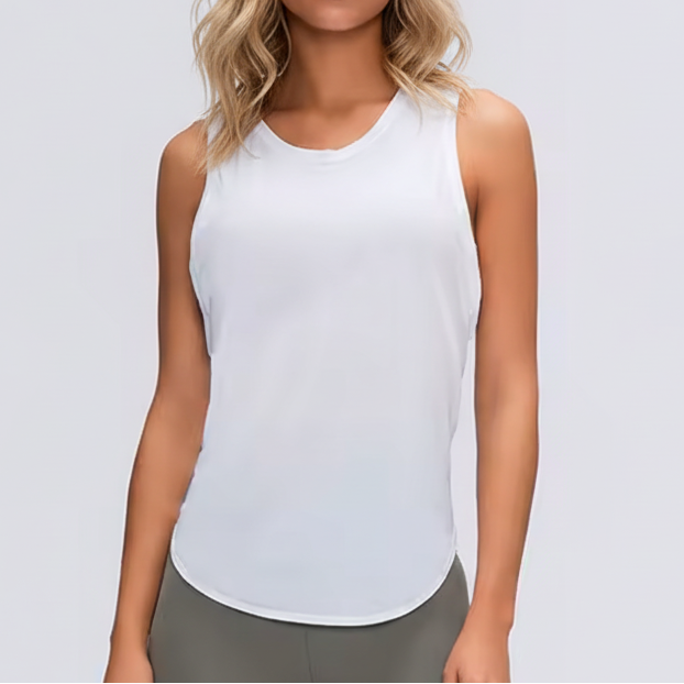 white flowing gym top
