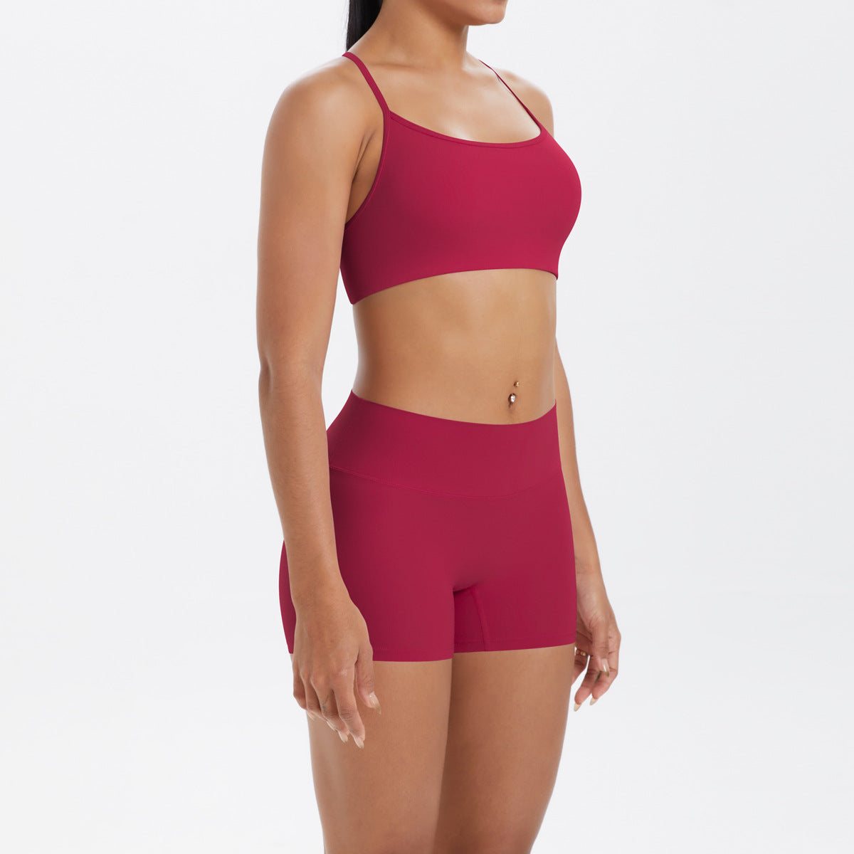 girls red gym shorts and bra outfit